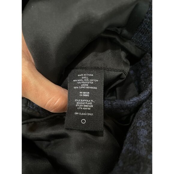 Theory Boucle Plaid Suffolk Coat Wool Blend Blue Black Mens Medium Winter Luxury - Picture 6 of 8